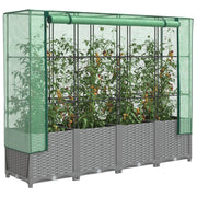 Verhoogde plantenbak 160x40x138 cm poly rattanlook lichtgrijs