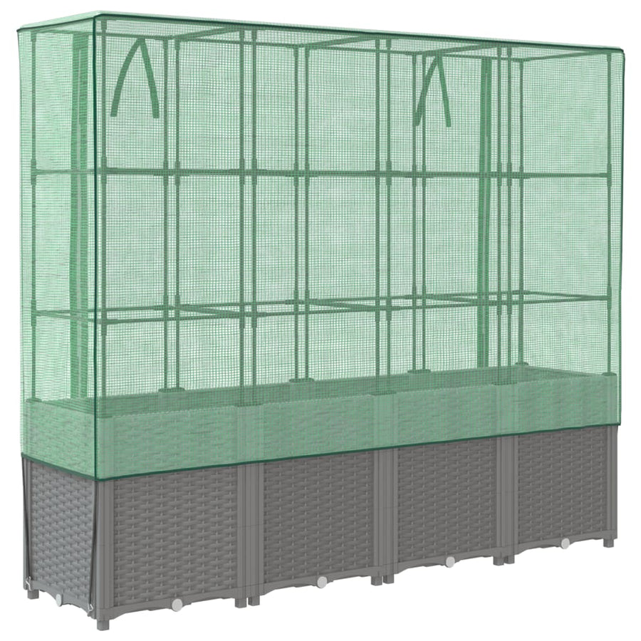 Plantenbak verhoogd met kashoes 160x40x153 cm rattanlook