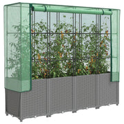 Plantenbak verhoogd met kas 160x40x153 cm rattanlook