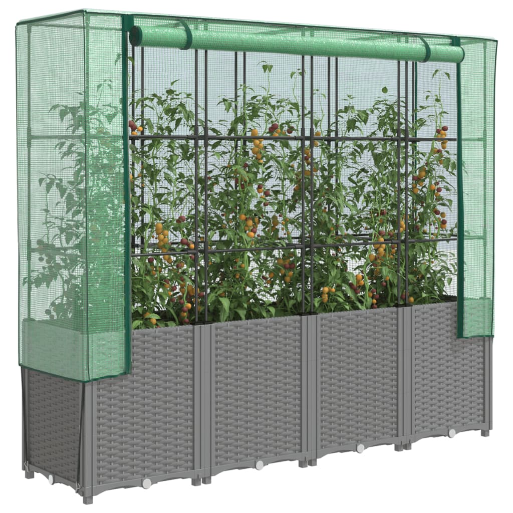 Plantenbak verhoogd met kashoes 160x40x153 cm rattanlook