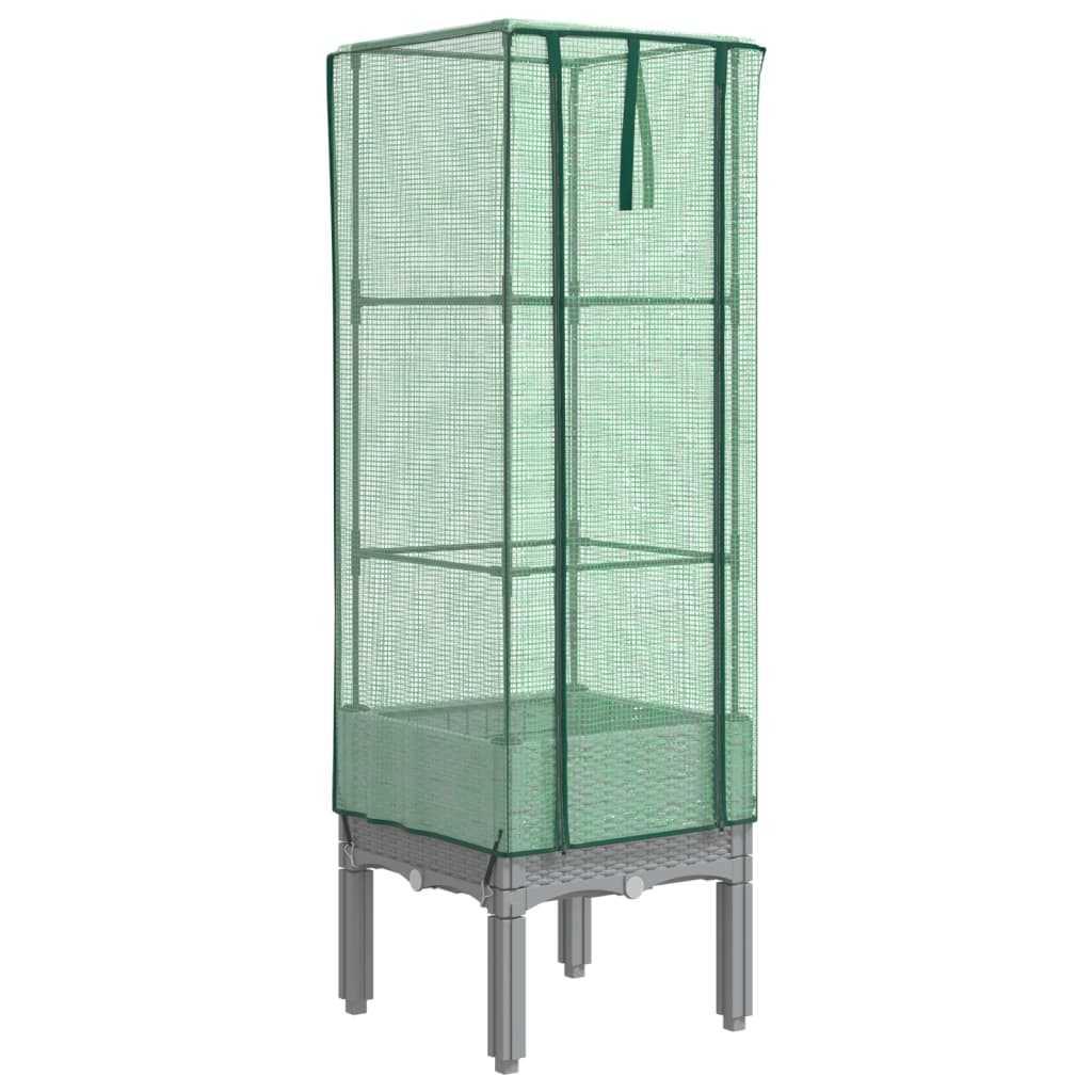 Plantenbak Verhoogd Met Kashoes Rattanlook 40 x 40 x 140 cm Lichtgrijs