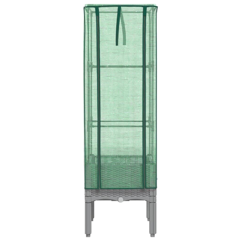 Plantenbak Verhoogd Met Kashoes Rattanlook 40 x 40 x 140 cm Lichtgrijs
