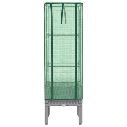 Plantenbak Verhoogd Met Kashoes Rattanlook 40 x 40 x 140 cm Lichtgrijs