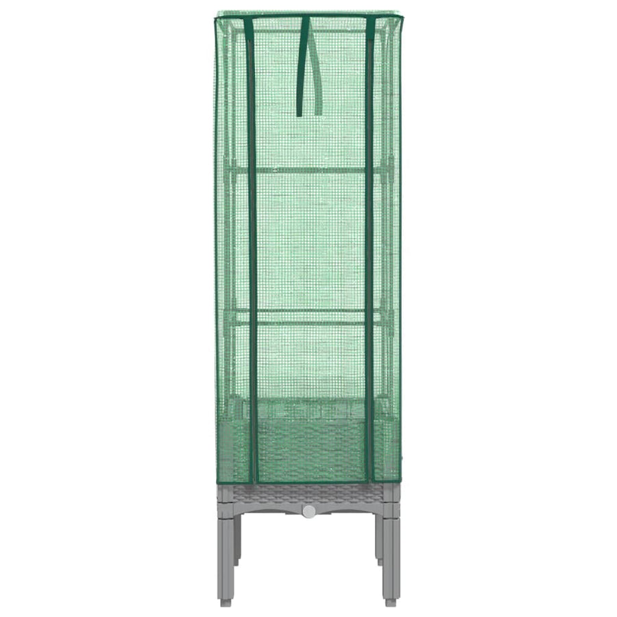Plantenbak Verhoogd Met Kashoes Rattanlook 40 x 40 x 140 cm Lichtgrijs