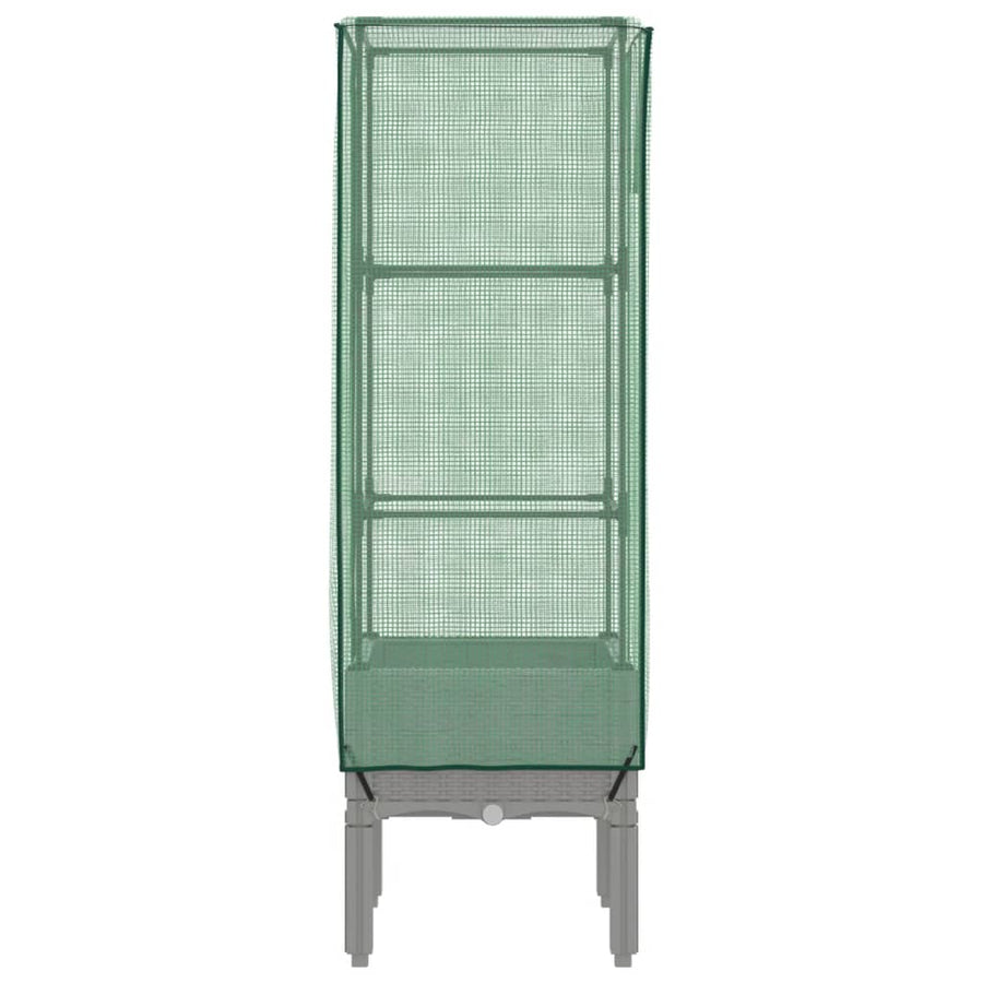 Plantenbak Verhoogd Met Kashoes Rattanlook 40 x 40 x 140 cm Lichtgrijs