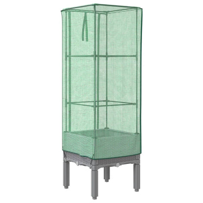 Plantenbak Verhoogd Met Kashoes Rattanlook 40 x 40 x 140 cm Lichtgrijs
