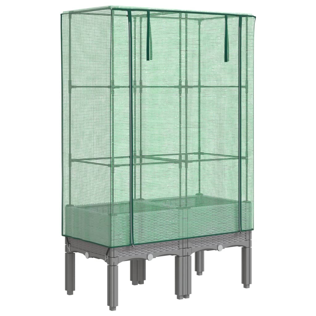 Plantenbak verhoogd met kashoes 80x40x140 cm rattanlook