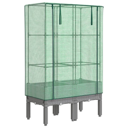 Plantenbak verhoogd met kashoes 80x40x140 cm rattanlook