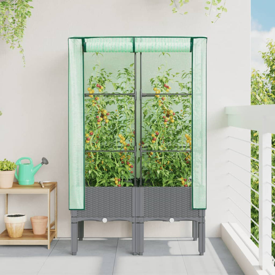 Plantenbak verhoogd met kashoes 80x40x140 cm rattanlook