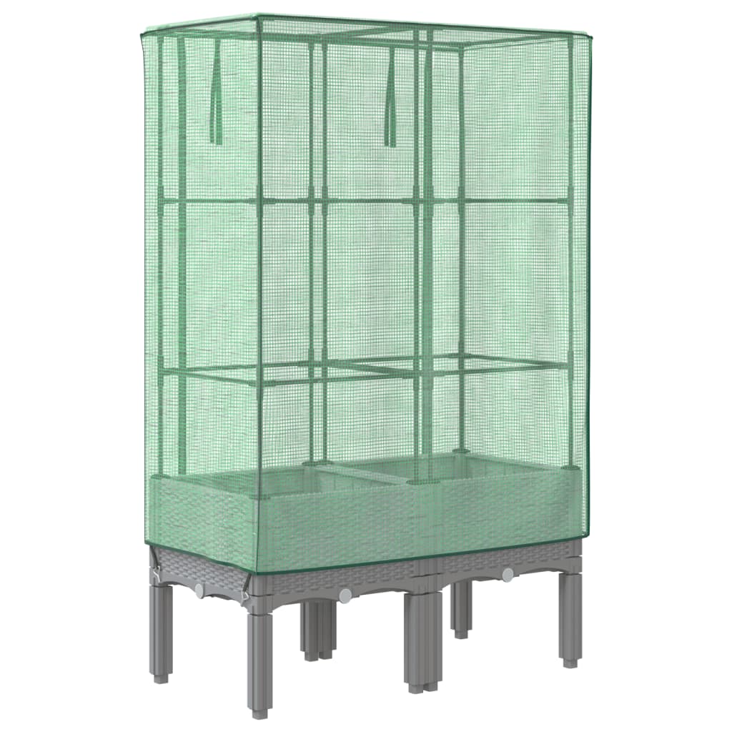 Plantenbak verhoogd met kashoes 80x40x140 cm rattanlook