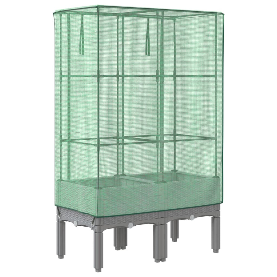 Plantenbak verhoogd met kashoes 80x40x140 cm rattanlook
