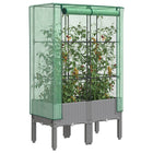 Plantenbak verhoogd 80x40x140 cm poly rattanlook lichtgrijs