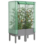 Plantenbak verhoogd 80x40x140 cm poly rattanlook lichtgrijs