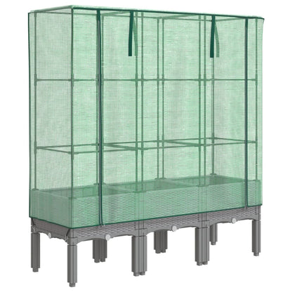 Plantenbak verhoogd met kashoes 120x40x140 cm rattanlook