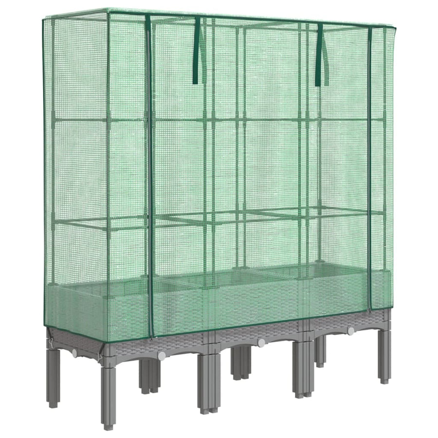 Plantenbak verhoogd met kashoes 120x40x140 cm rattanlook