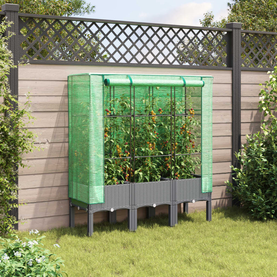 Plantenbak verhoogd met kashoes 120x40x140 cm rattanlook