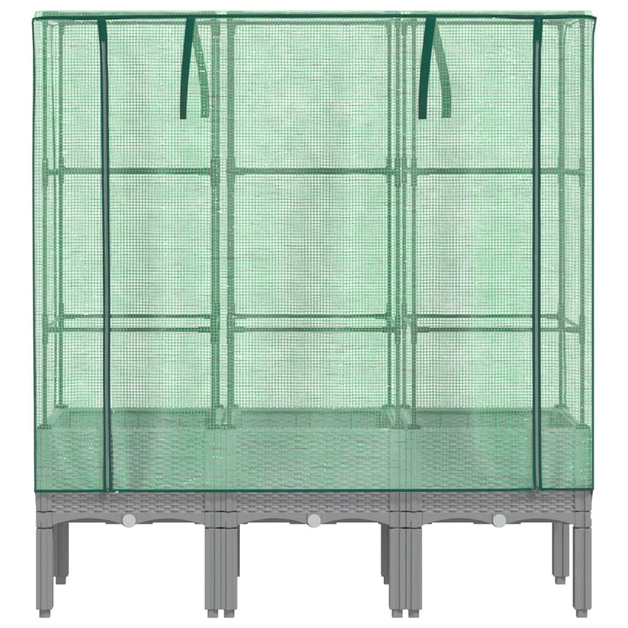 Plantenbak verhoogd met kashoes 120x40x140 cm rattanlook