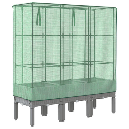 Plantenbak verhoogd met kashoes 120x40x140 cm rattanlook