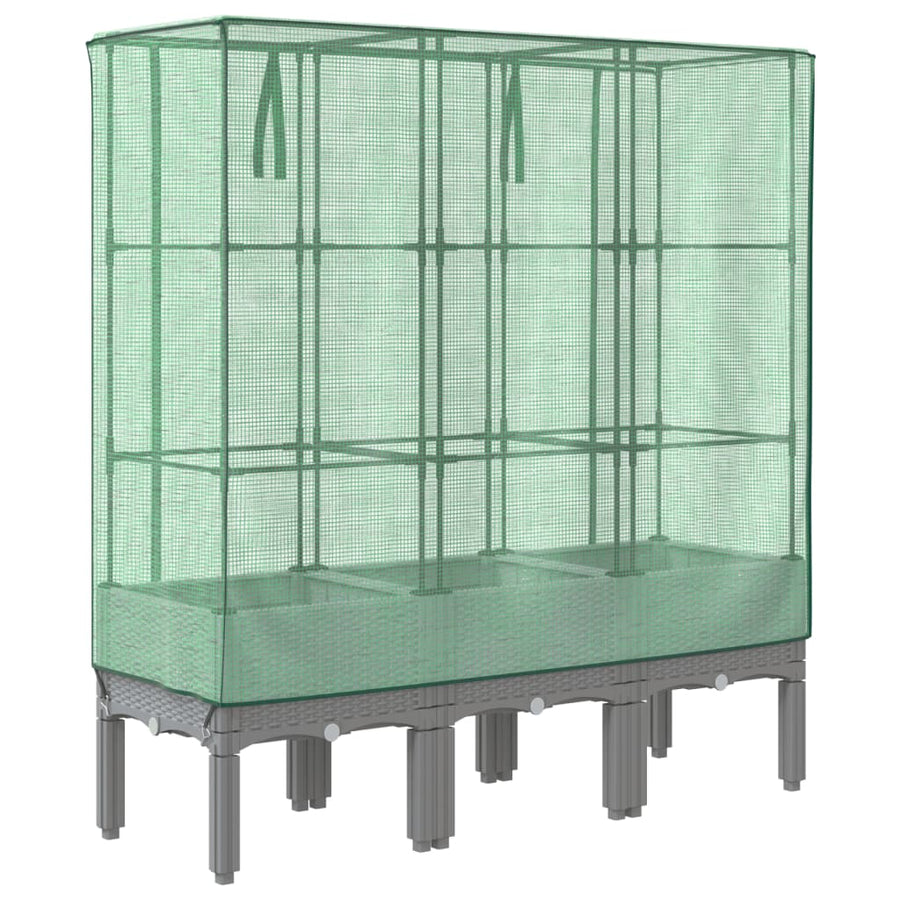 Plantenbak verhoogd met kashoes 120x40x140 cm rattanlook