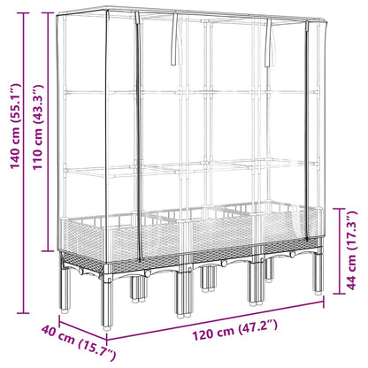 Plantenbak verhoogd met kashoes 120x40x140 cm rattanlook