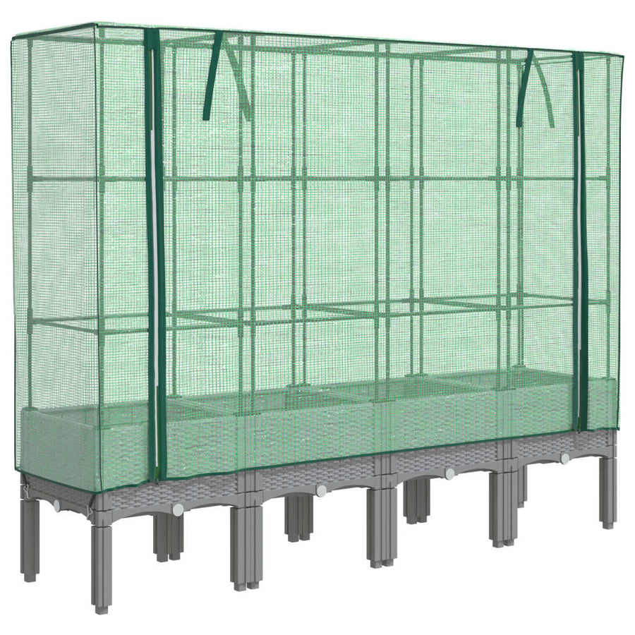 Plantenbak verhoogd met kashoes 160x40x140 cm rattanlook