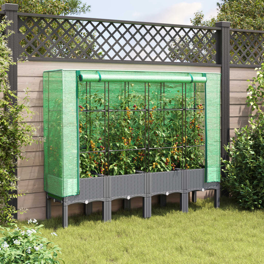 Plantenbak verhoogd met kashoes 160x40x140 cm rattanlook