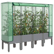 Plantenbak verhoogd 160x40x44 cm rattanlook lichtgrijs