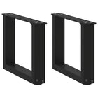 Salontafelpoten 2 st U-vormig 30x30 cm staal zwart