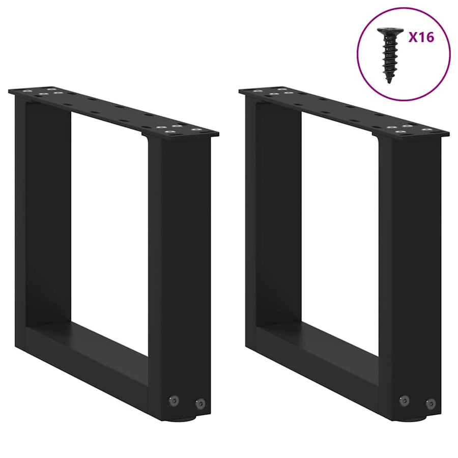 Salontafelpoten 2 st U-vormig 30x(30-31) cm staal zwart