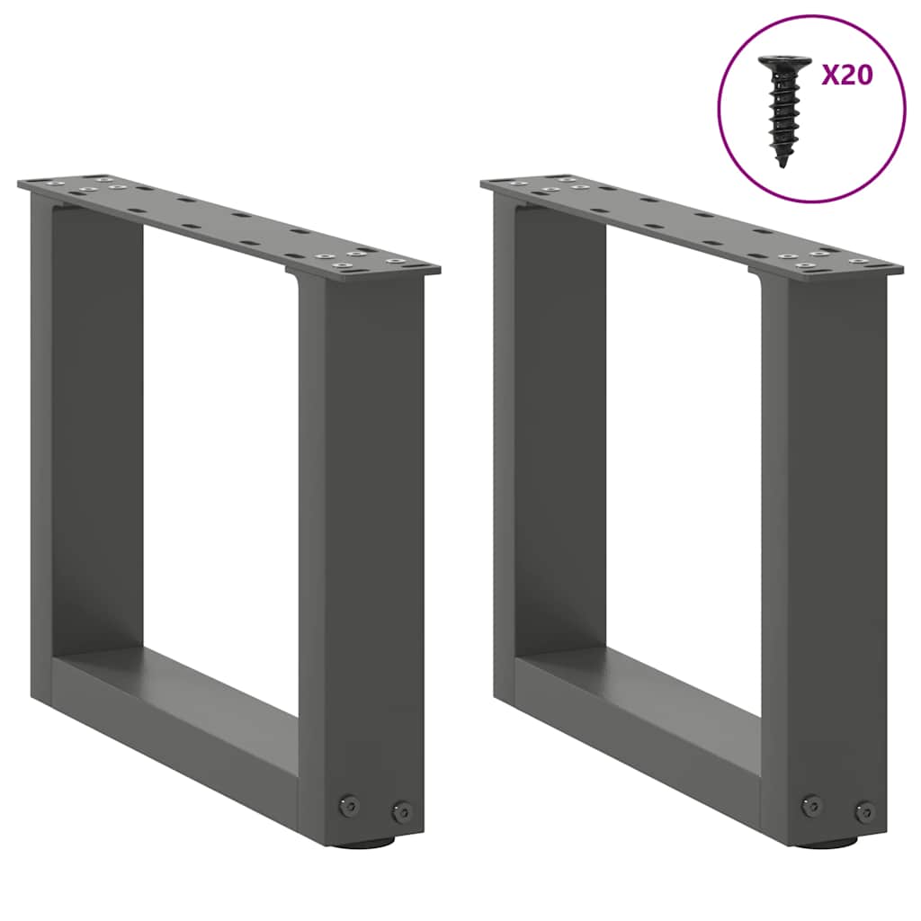 Salontafelpoten U-Vormig Staal Antraciet 2 40 x (30-31) cm