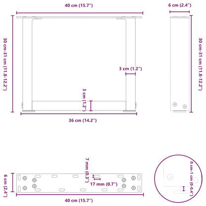 Salontafelpoten U-Vormig Staal Antraciet 2 40 x (30-31) cm