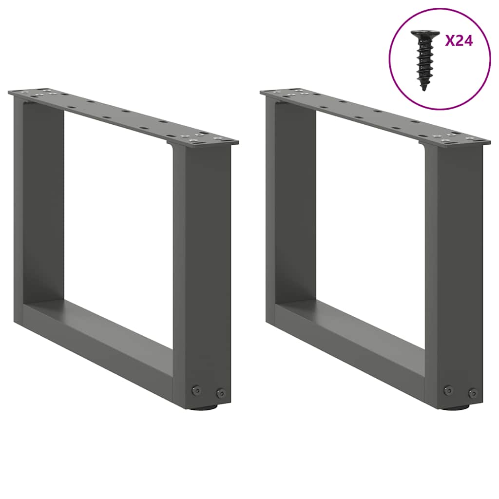 Salontafelpoten U-Vormig Staal Antraciet 2 50 x (30-31) cm