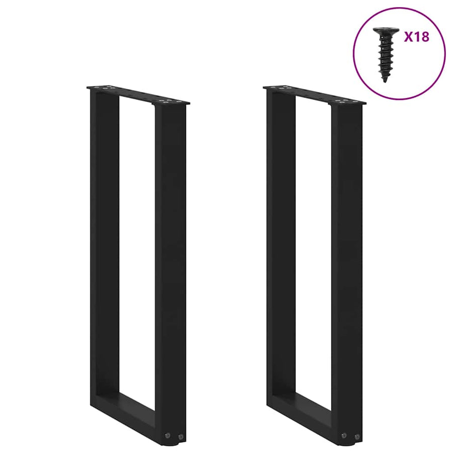 Salontafelpoten 2 st U-vormig 28x(72-73) cm staal zwart