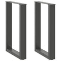 Eettafelpoten 2 st U-vormig 50x(72-73) cm staal antraciet