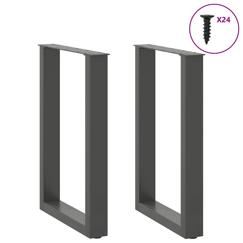 Salontafelpoten 2 st U-vormig 50x(72-73) cm staal antraciet