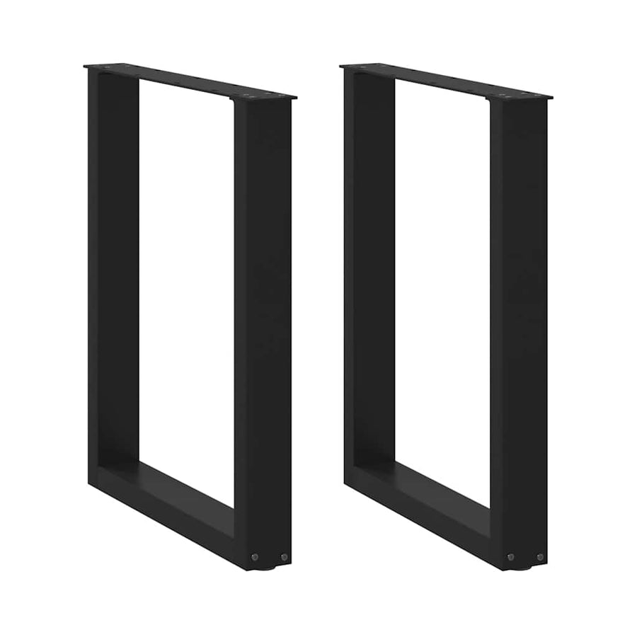 Eettafelpoten 2 st U-vormig 60x(72-73) cm staal zwart