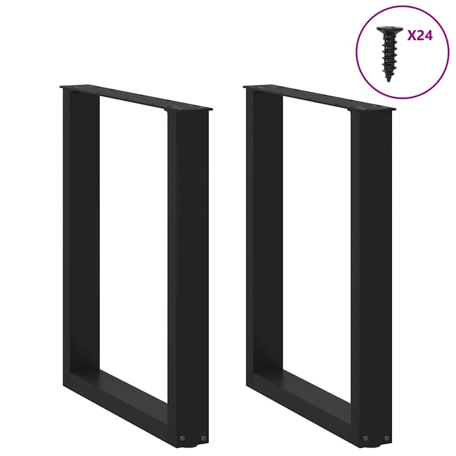 Eettafelpoten 2 st U-vormig 60x(72-73) cm staal zwart