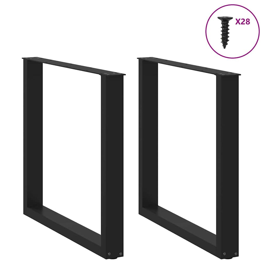 Salontafelpoten 2 st U-vormig 80x(72-73) cm staal zwart