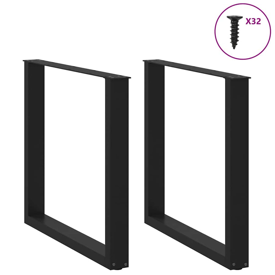 Salontafelpoten 2 st U-vormig 90x(72-73) cm staal zwart
