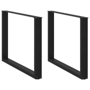 Dining Table Legs 2 pcs U-shaped 100x(72-73) cm steel black
