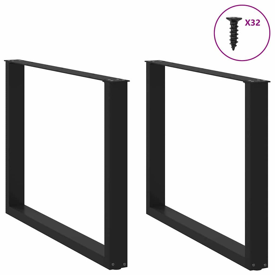 Salontafelpoten 2 st U-vormig 100x(72-73) cm staal zwart