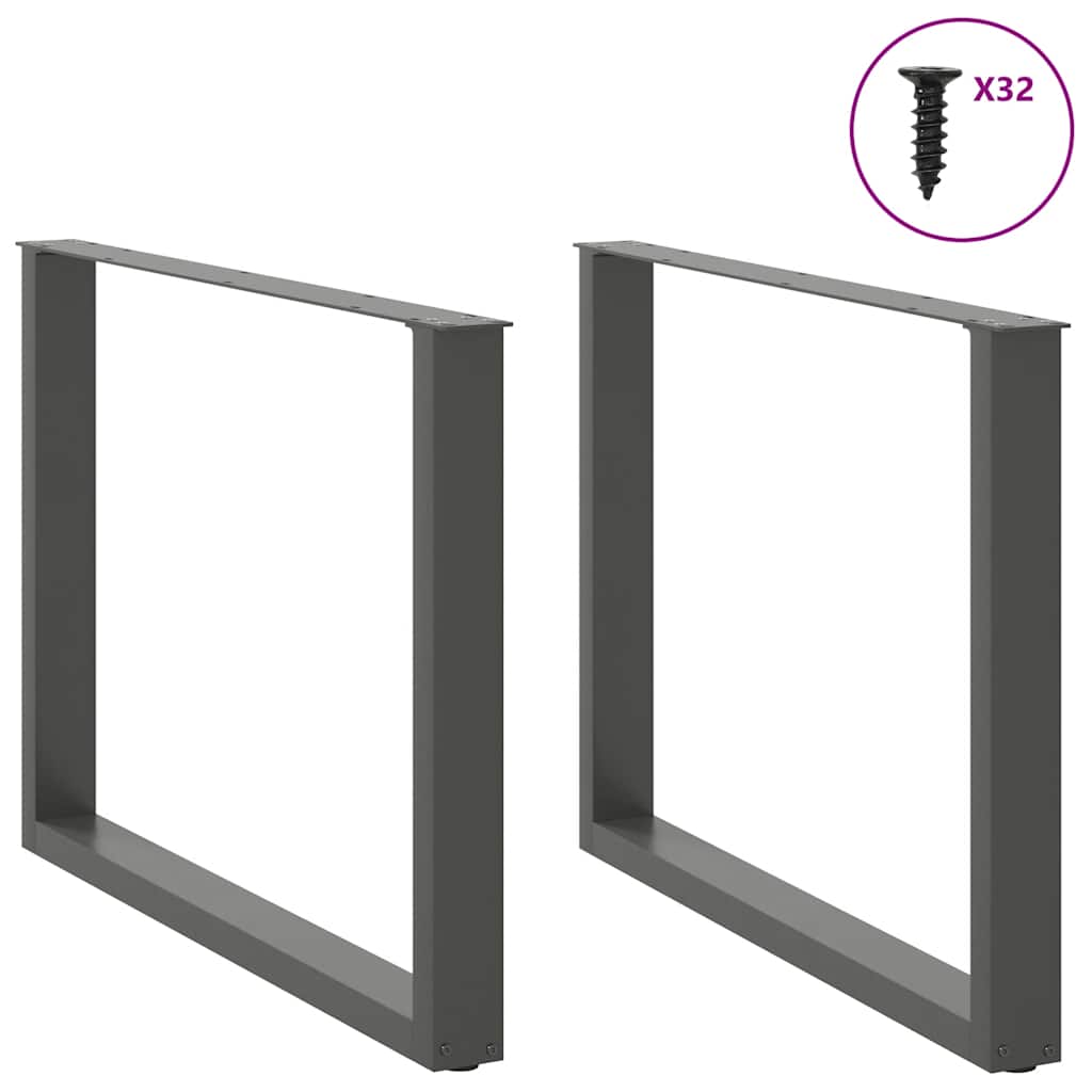 Salontafelpoten 2 st U-vormig 100x(72-73) cm staal antraciet