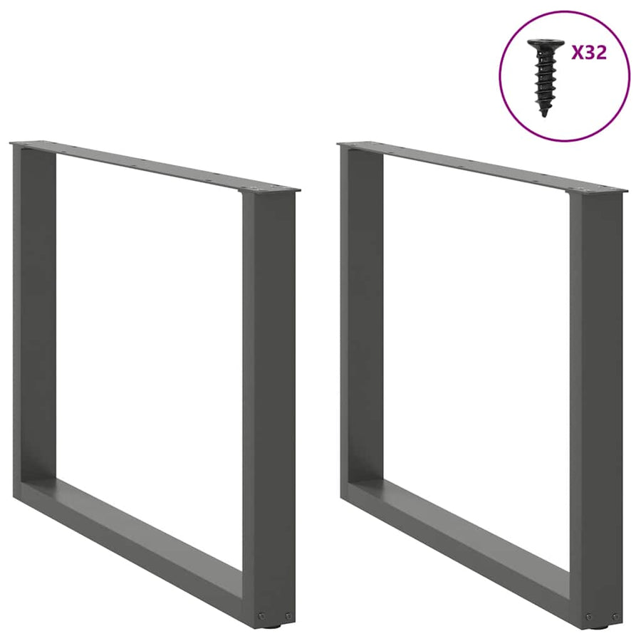 Salontafelpoten 2 st U-vormig 100x(72-73) cm staal antraciet