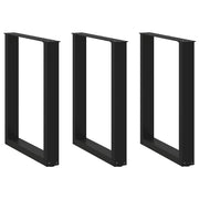 Tafelpoten 3 st U-vormig 70x72 cm staal zwart