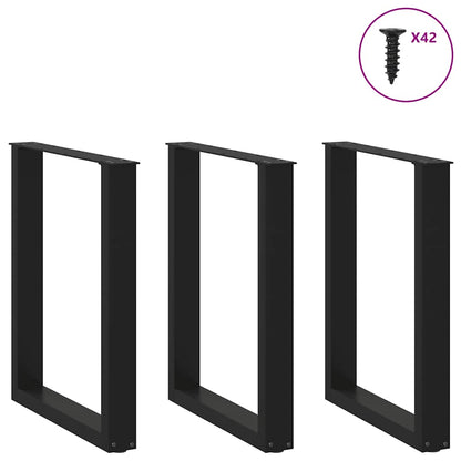 Salontafelpoten 3 st U-vormig 70x(72-73) cm staal zwart