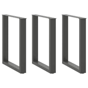 Tafelpoten 3 st U-vormig 70x72 cm staal antraciet