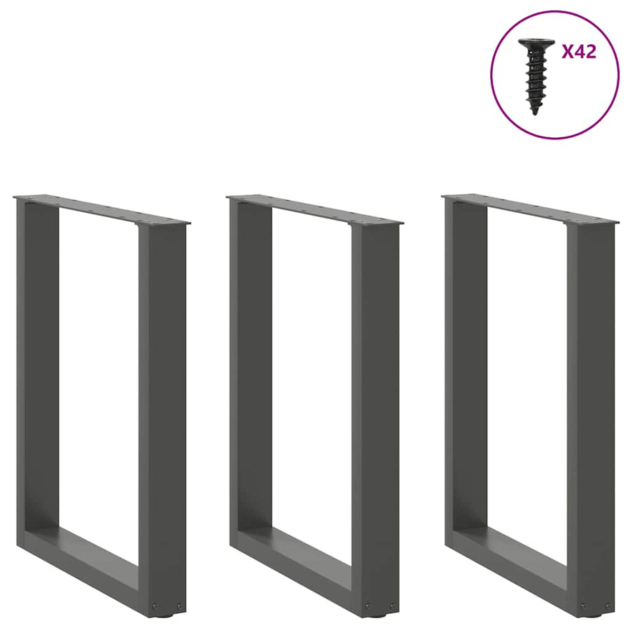 Eettafelpoten 3 st U-vormig 70x(72-73) cm staal antraciet