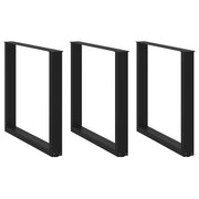 Dining table legs 3 pcs U-shaped 80x(72-73) cm steel black