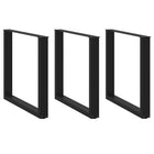 Dining table legs 3 pcs U-shaped 90x(72-73) cm steel black