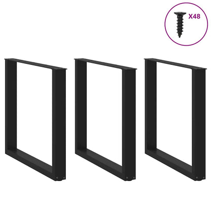 Salontafelpoten 3 st U-vormig 90x(72-73) cm staal zwart